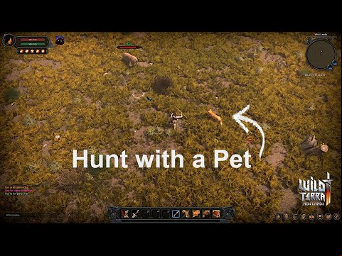 Wild Terra 2. Hunt with a pet. It will follow you, level up, gain abilities and help you
