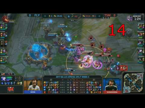 TSM vs Flyquest - Hauntzer tanks 31 tower shots in one teamfight on Nautilus and still lives